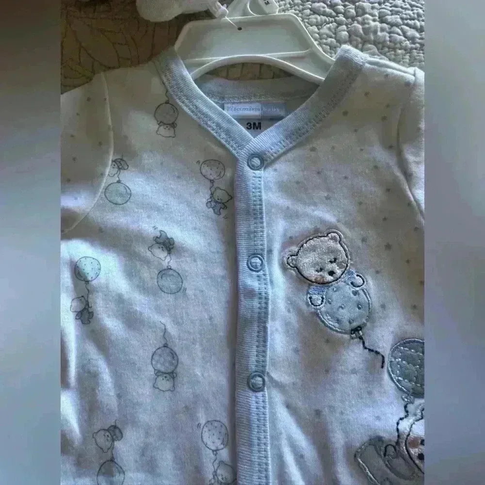Vitamins Baby Blue Footed Sleepwear 100% Cotton Bear Design Size 3-6 Months